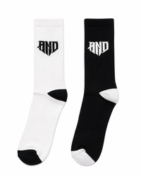 (PREORDER) ATHNVRDIE Performance Crew Socks — Black & White