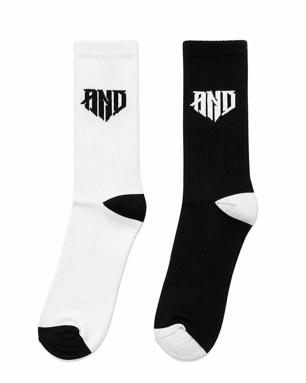 (PREORDER) ATHNVRDIE Performance Crew Socks — Black & White